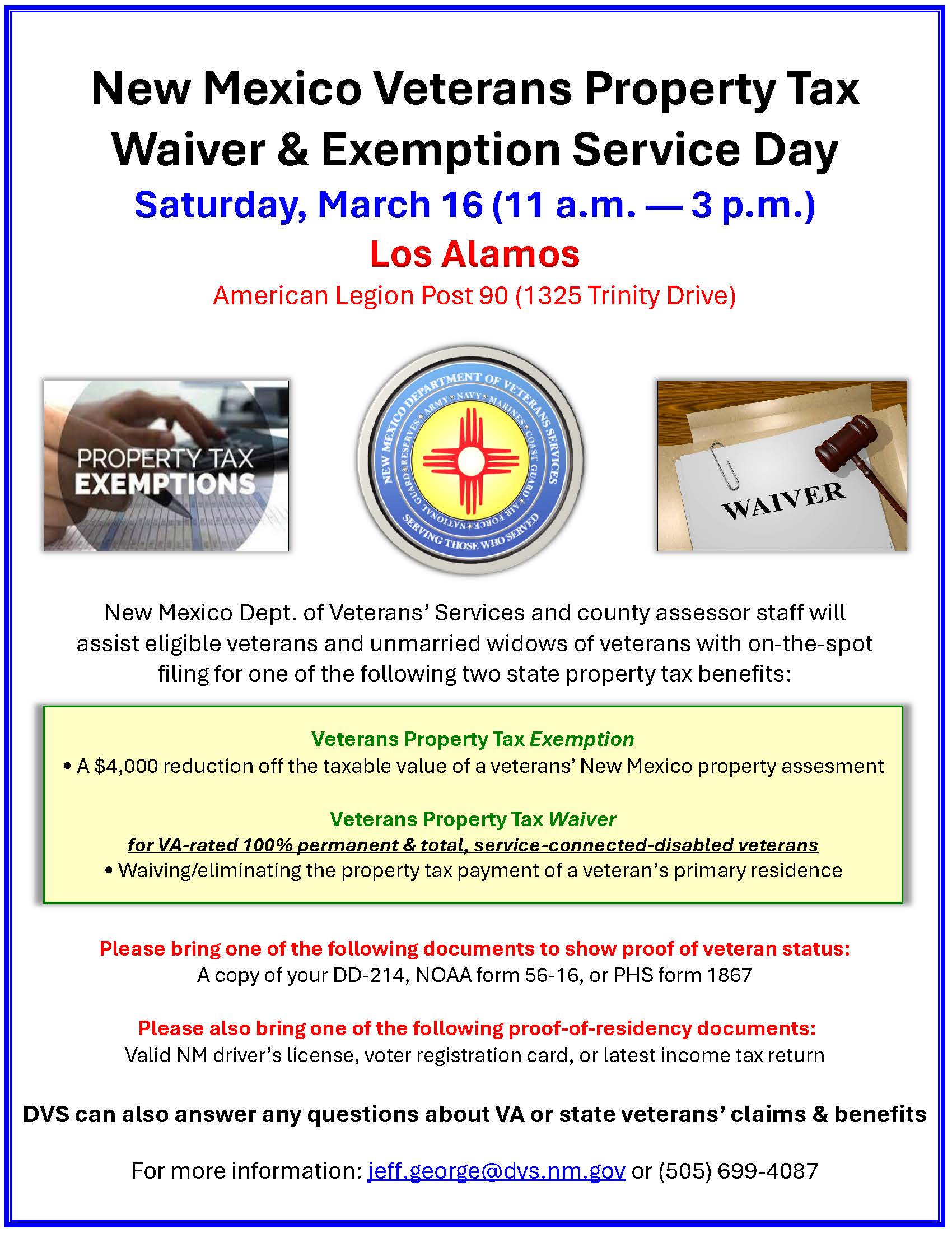 New Hours For Property Tax Exemptions Clinic For Veterans